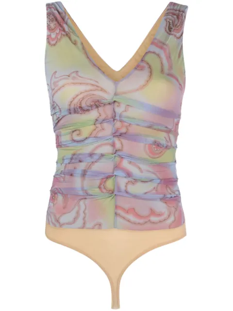 Giorgio Armani Pre-Owned 2000s abstract-print ruched body Purple ARMA250XX
