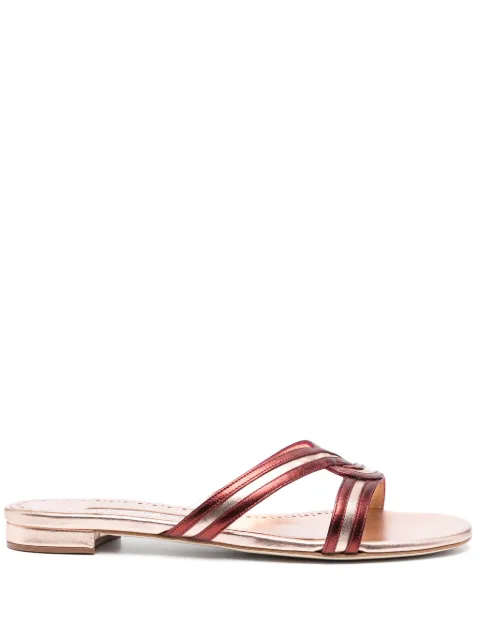 Manolo Blahnik Gasachan leather slides Pink 2231360