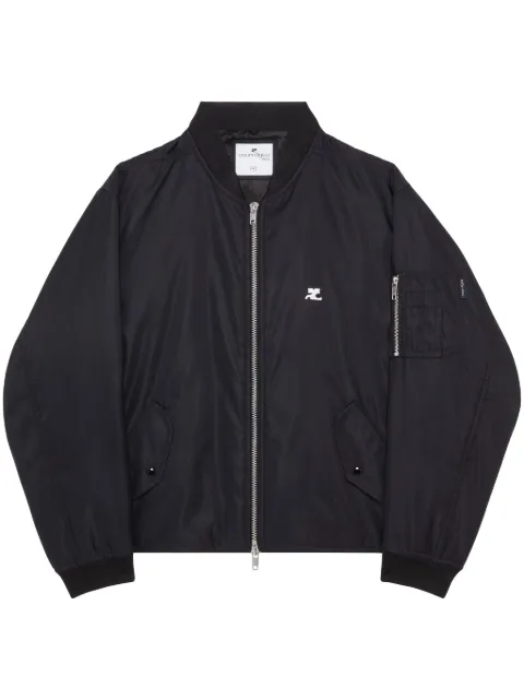 Courrèges logo-embroidered bomber jacket Black 323CBL128NY0020