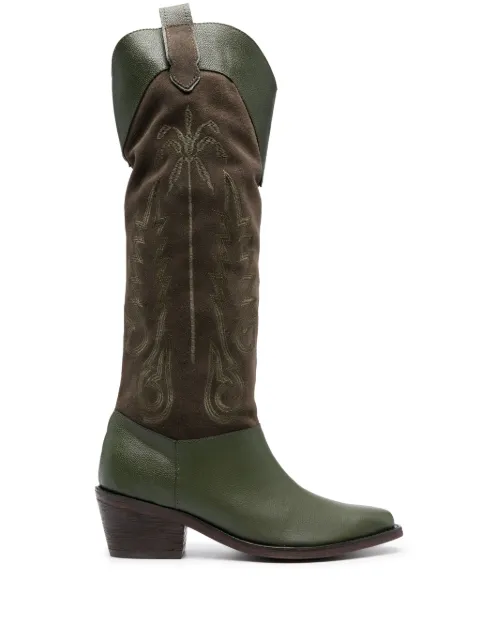 Johanna Ortiz Edge Of The World suede cowboy boots Green AC00900