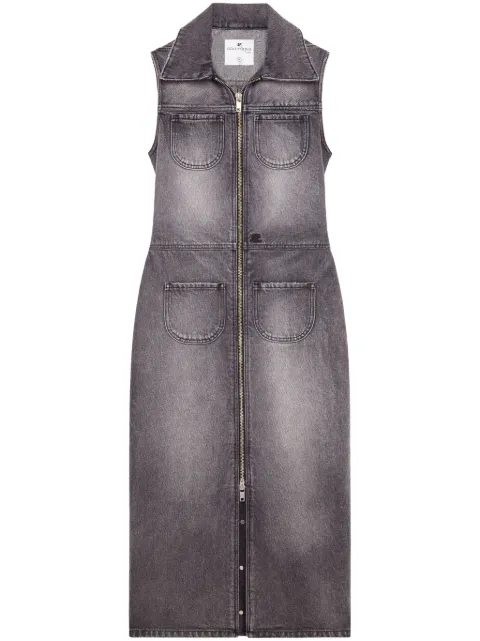 Courrèges double-pockets denim midi dress Grey 323DRO238DE0009