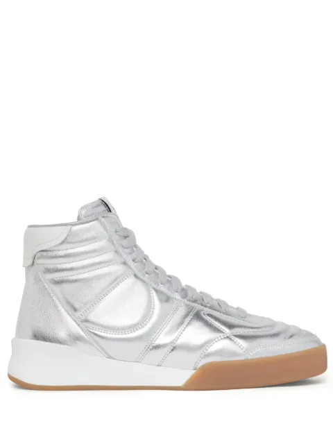 Courrèges Mid Club 02 leather sneakers Silver 323SSN012CR0036