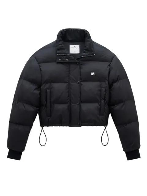Courrèges logo-print high-neck puffer jacket Black 323CMA106PL0112