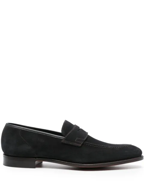 Crockett & Jones almond-toe suede loafers Blue TEIGN