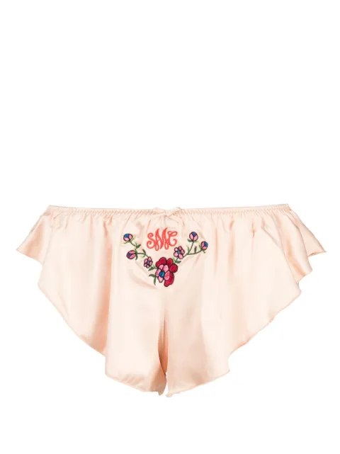 Stella McCartney floral-embroidered satin pyjama bottoms Neutrals S6H291300
