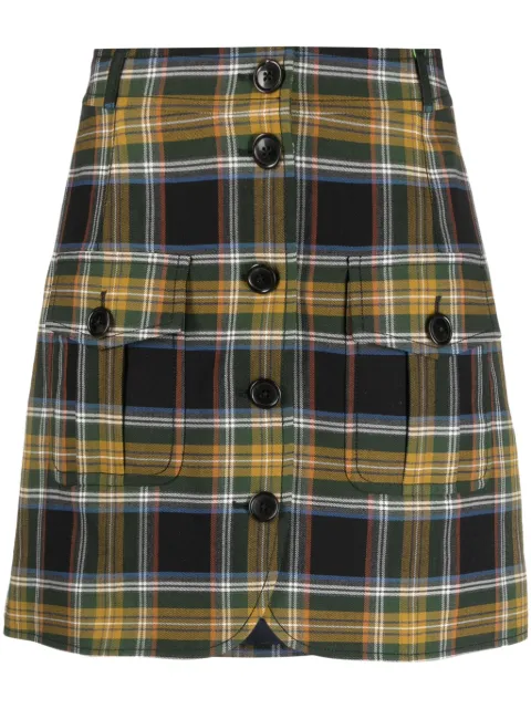 Kenzo plaid-check A-line miniskirt Green FD62JU2749GK