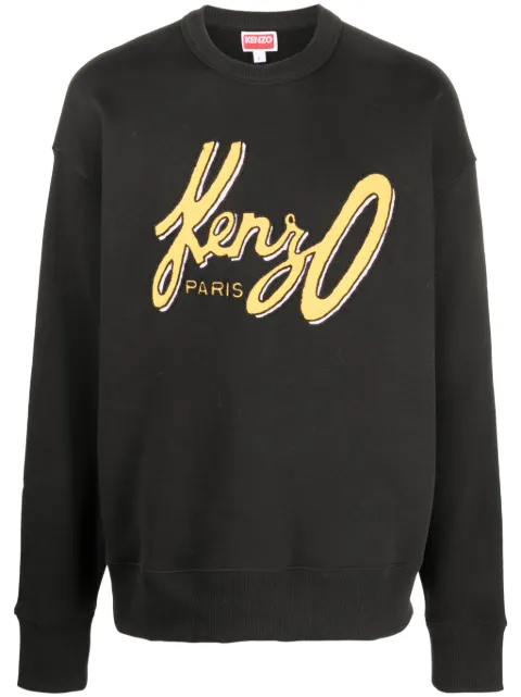 Kenzo logo-print cotton sweatshirt Black FD65SW0884MB