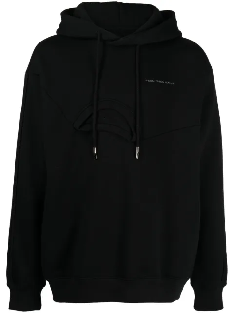 Feng Chen Wang logo-embroidered layered-detail hoodie Black FMF16HD05