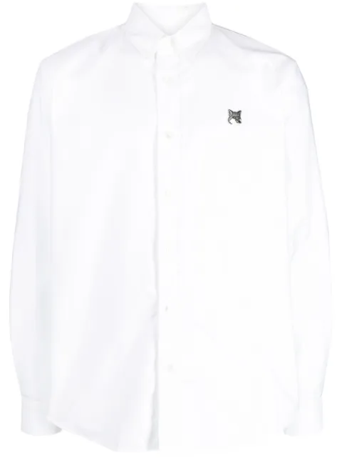 Maison Kitsuné Fox-patch slim-cut shirt White LM00401WC2010