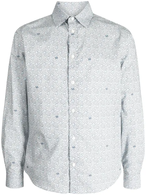 Maison Kitsuné graphic-print cotton shirt Blue LM00405WC4029