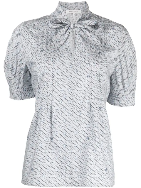 Maison Kitsuné monogram-pattern short-sleeve shirt Blue LW00603WC4029