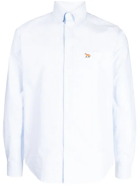 Maison Kitsuné embroidered-fox cotton shirt Blue LM00406WC2023