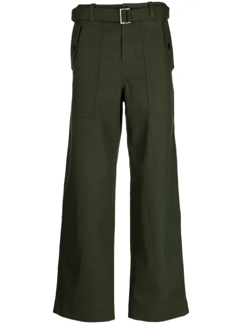 Maison Kitsuné belted-waist straight-leg trousers Green LM01110WW0079