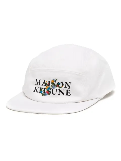 Maison Kitsuné logo-print cotton baseball cap White LM06107WW0087