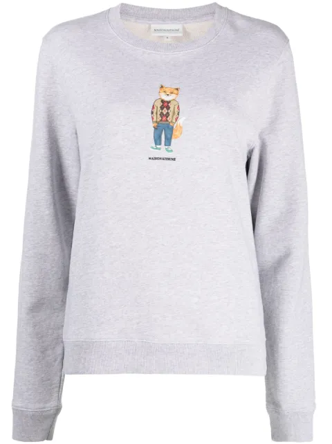 Maison Kitsuné fox-print cotton sweatshirt Grey LW00309KM0001