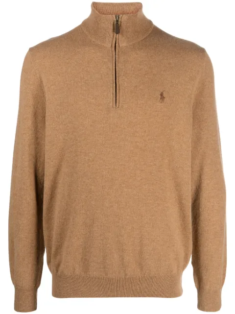 Polo Ralph Lauren logo-embroidered fine-knit jumper Brown 710876756013
