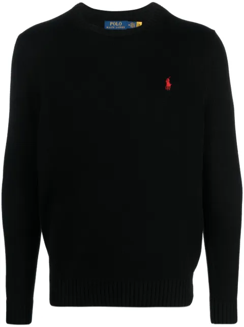 Polo Ralph Lauren logo-embroidered crew-neck jumper Black 710810846020