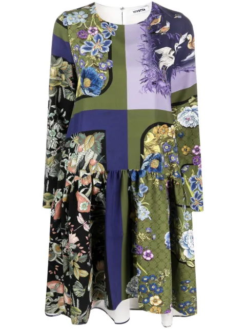 Vivetta graphic-print tiered-skirt dress Green VM2AB0020