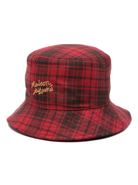Maison Kitsuné logo-embroidered checked bucket hat Red LW06114WT0027