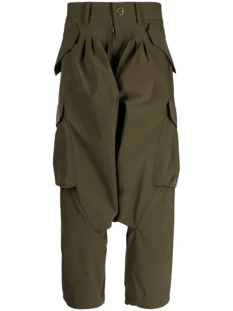 Fumito Ganryu drop-crotch cargo trousers Green FU10PA04