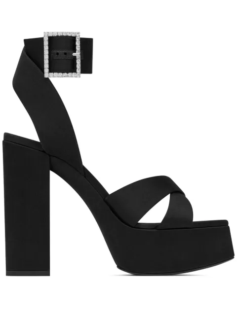 Saint Laurent Bianca 125mm crystal-embellished platform sandals Black 7629699QN00