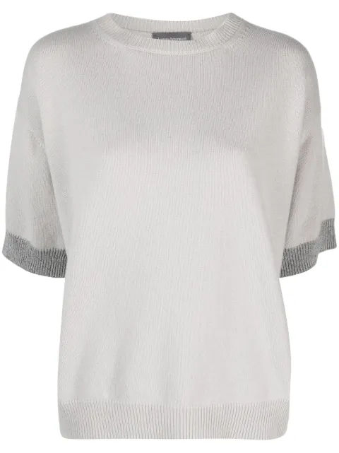 Lorena Antoniazzi contrasting-border crew-neck top Grey A23136TM05B2472