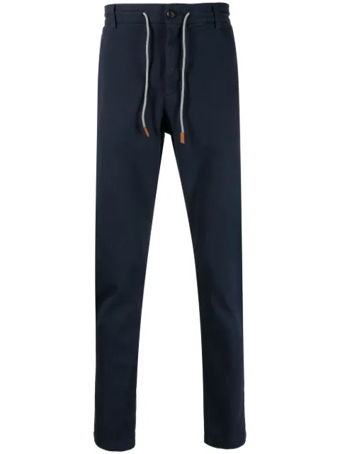 Eleventy tapered cotton-blend drawstring chinos Blue H75PANH05TET0H01011