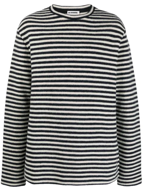 Jil Sander striped wool sweater White J47GC0114J20077