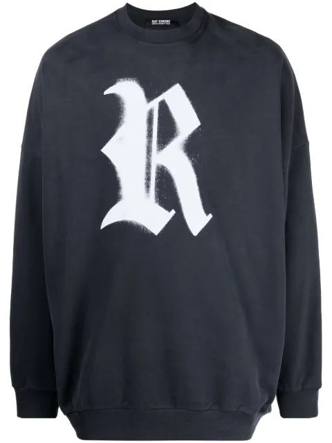 Raf Simons logo-print cotton sweatshirt Blue 231M16719004