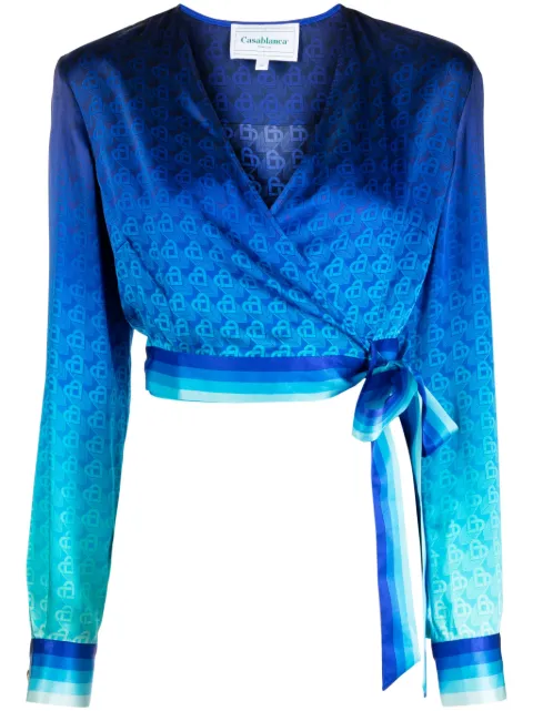Casablanca The Night View wrap blouse Blue WF23SH055