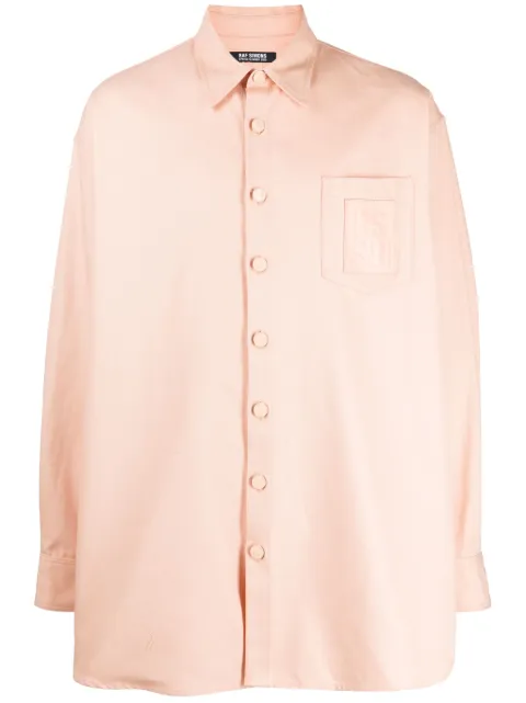 Raf Simons logo-patch cotton shirt Pink 231M24310080