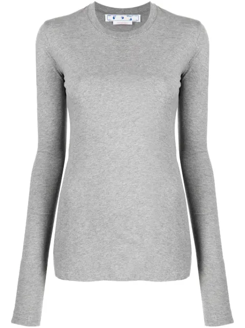 Off-White Diag-print long-sleeve T-shirt Grey OWAB031C99JER0020808