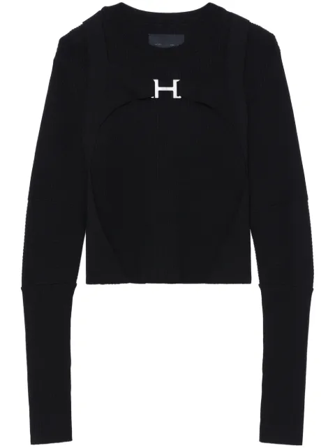HELIOT EMIL logo-print panelled-design jumper Black HEW07035W01BLK01