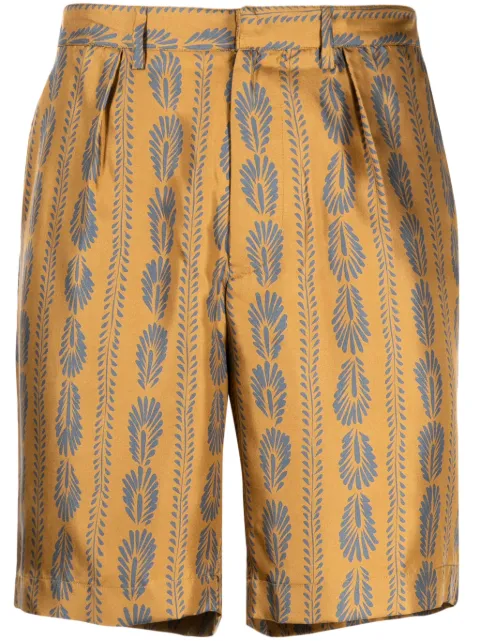 Bally feather-pattern silk bermuda shorts Brown M4BA180F21456237619