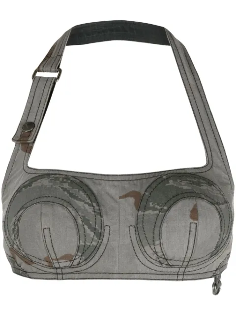 Marine Serre Regenerated camouflage-print bustier top Grey WTO375DWOV0017GR90