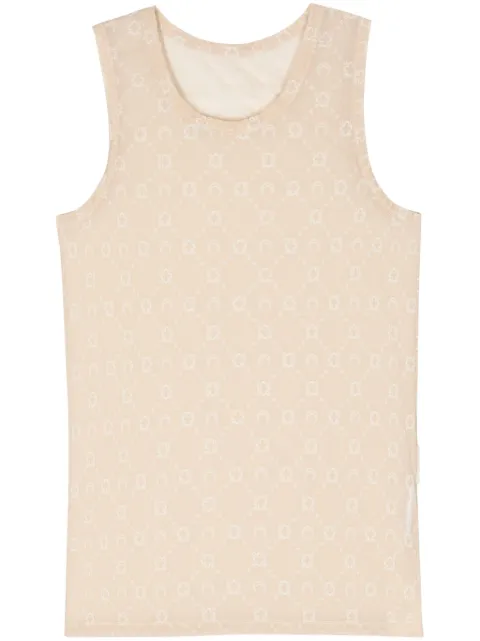 Marine Serre Moonogram-flocked mesh tank top Neutrals MTO109CJER0005BG10