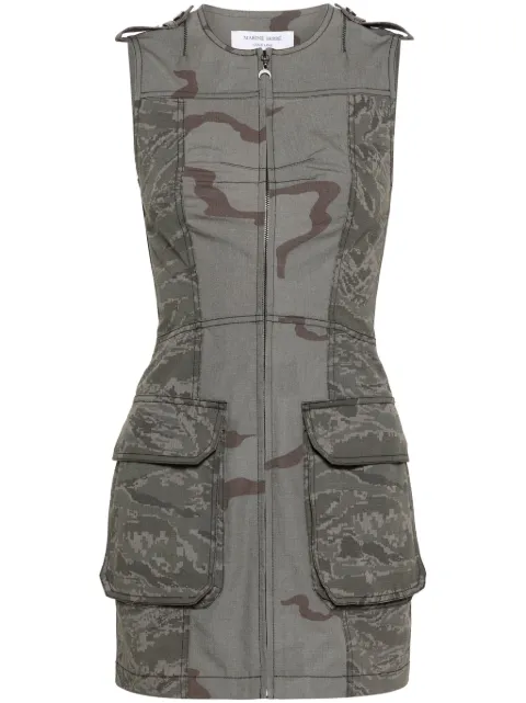 Marine Serre Regenerated camouflage mini dress Grey WDR254DWOV0017GR90