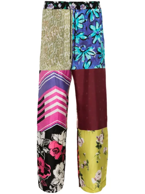 Marine Serre Regenerated Silk Scarves straight-leg trousers Blue MPA046UWOV0036MU00