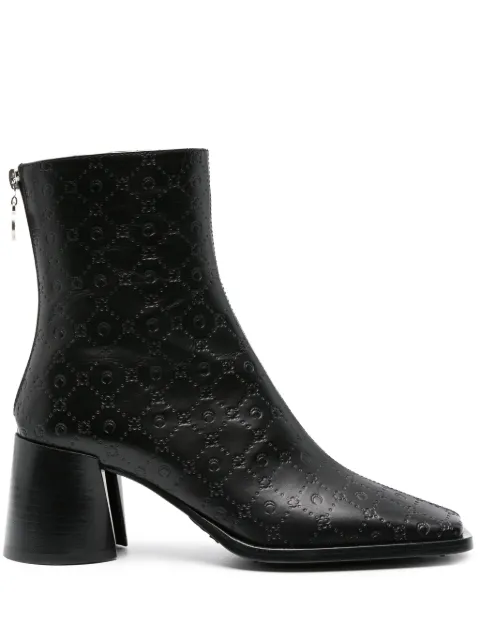 Marine Serre monogram-debossed leather ankle boots Black WFW003CLEA0028BK99