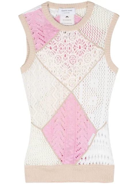 Marine Serre Regenerated crochet-knit top Neutrals WTK017UKNI0002BG20