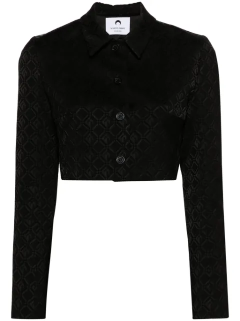 Marine Serre Moon Diamant-jacquard cropped jacket Black WJA025CWOV0024