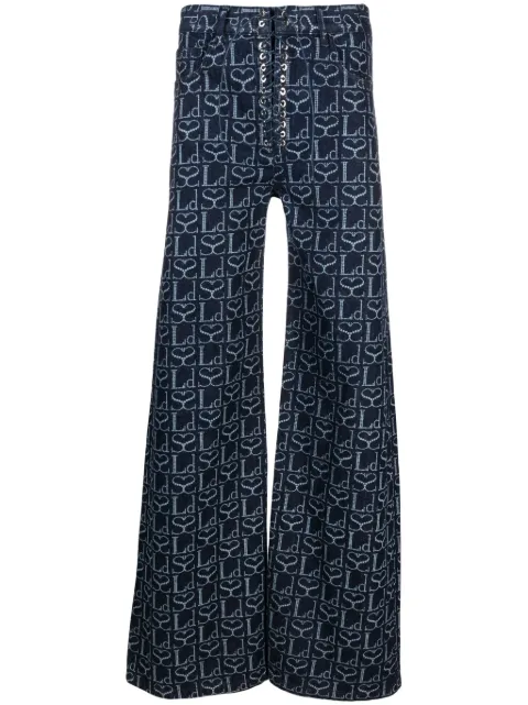 Ludovic de Saint Sernin monogram-print lace-up jeans Blue AW23PT002UDEN002