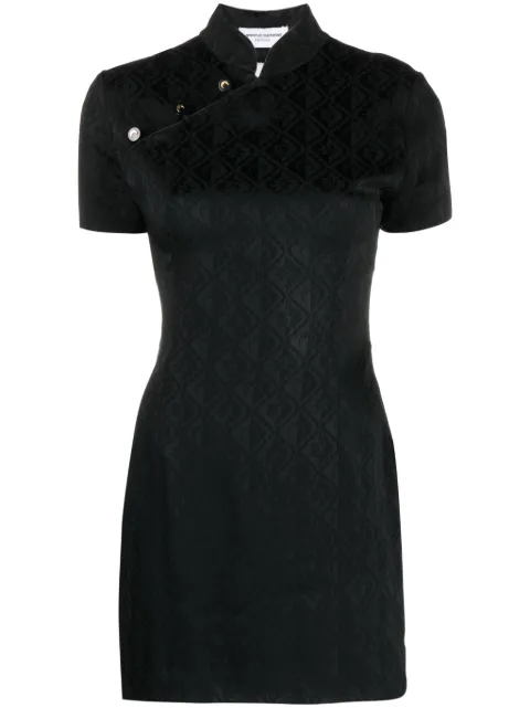 Marine Serre Moon Diamant-jacquard minidress Black WDR256CWOV0023