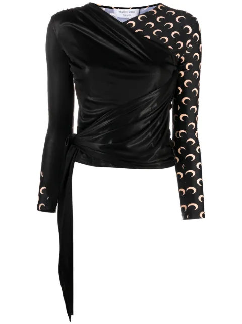 Marine Serre Regenerated crescent moon-print top Black WTO049CJER0001IT99