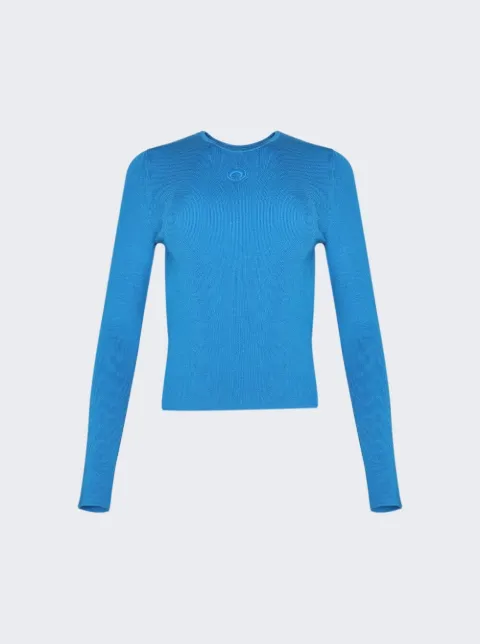 Marine Serre fine-ribbed sweater Blue WTK014CKNI0511