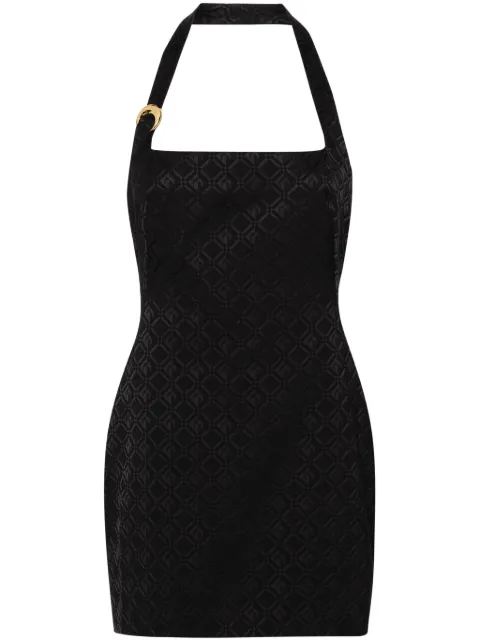 Marine Serre Moon Diamant-jacquard strap minidress Black WDR205CWOV0024BK99