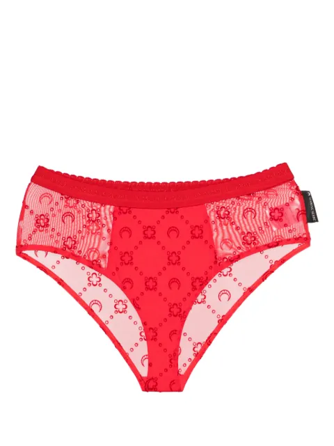 Marine Serre Moonogram-flocked mesh briefs Red WUW054CJER0005RD10