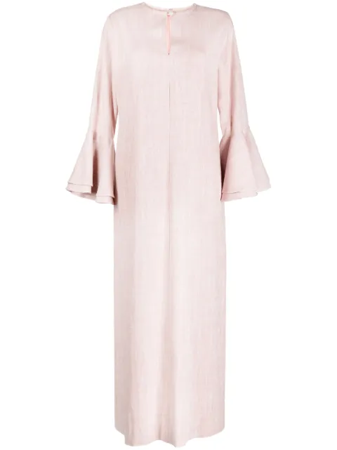 Bambah linen ruffled kaftan dress Pink BMRM2436