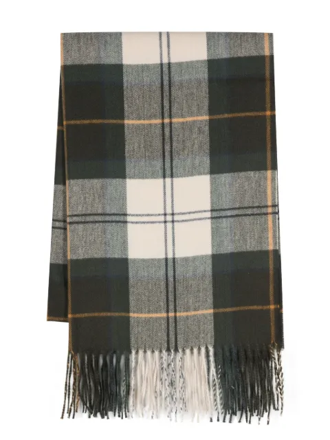 Barbour check-pattern fringed scarf Green LSC0426TN51