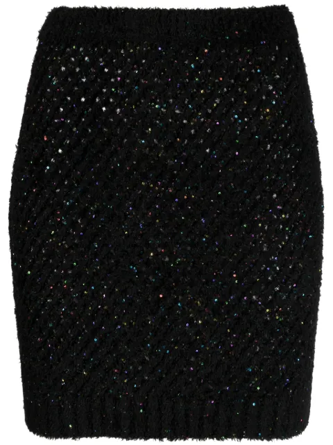 Balmain sequin-embellished high-waist miniskirt Black BF0LB005KF11